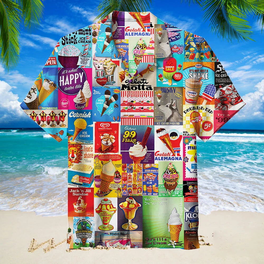 Hawaiian Ice Cream Print shirts