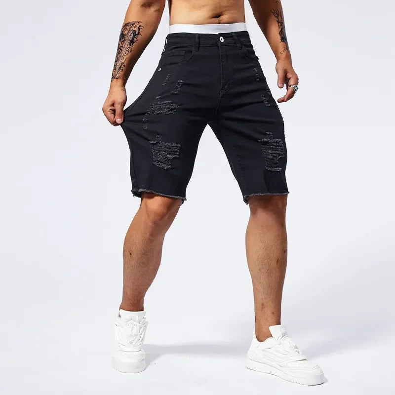 Hole Frayed Ripped Denim Shorts