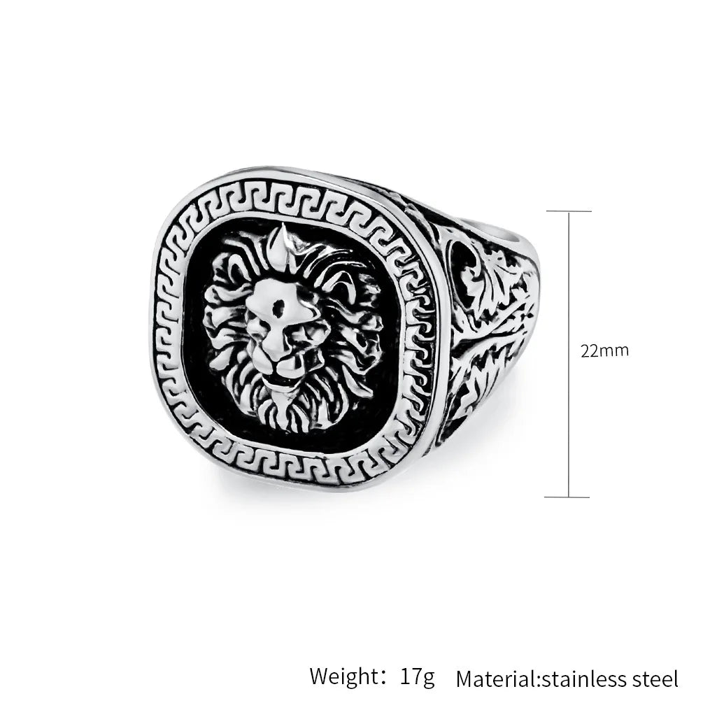 American Retro Stylish Domineering Pattern Lion Head Ring