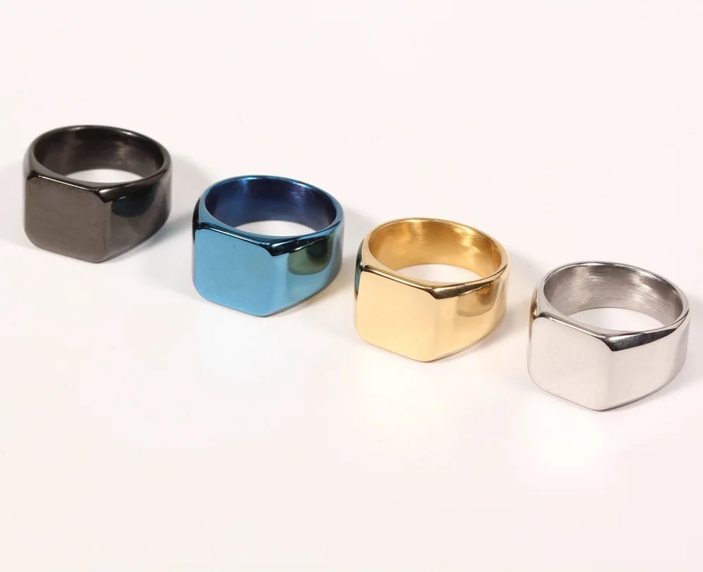 Stainless Steel Simple Style Square Ring
