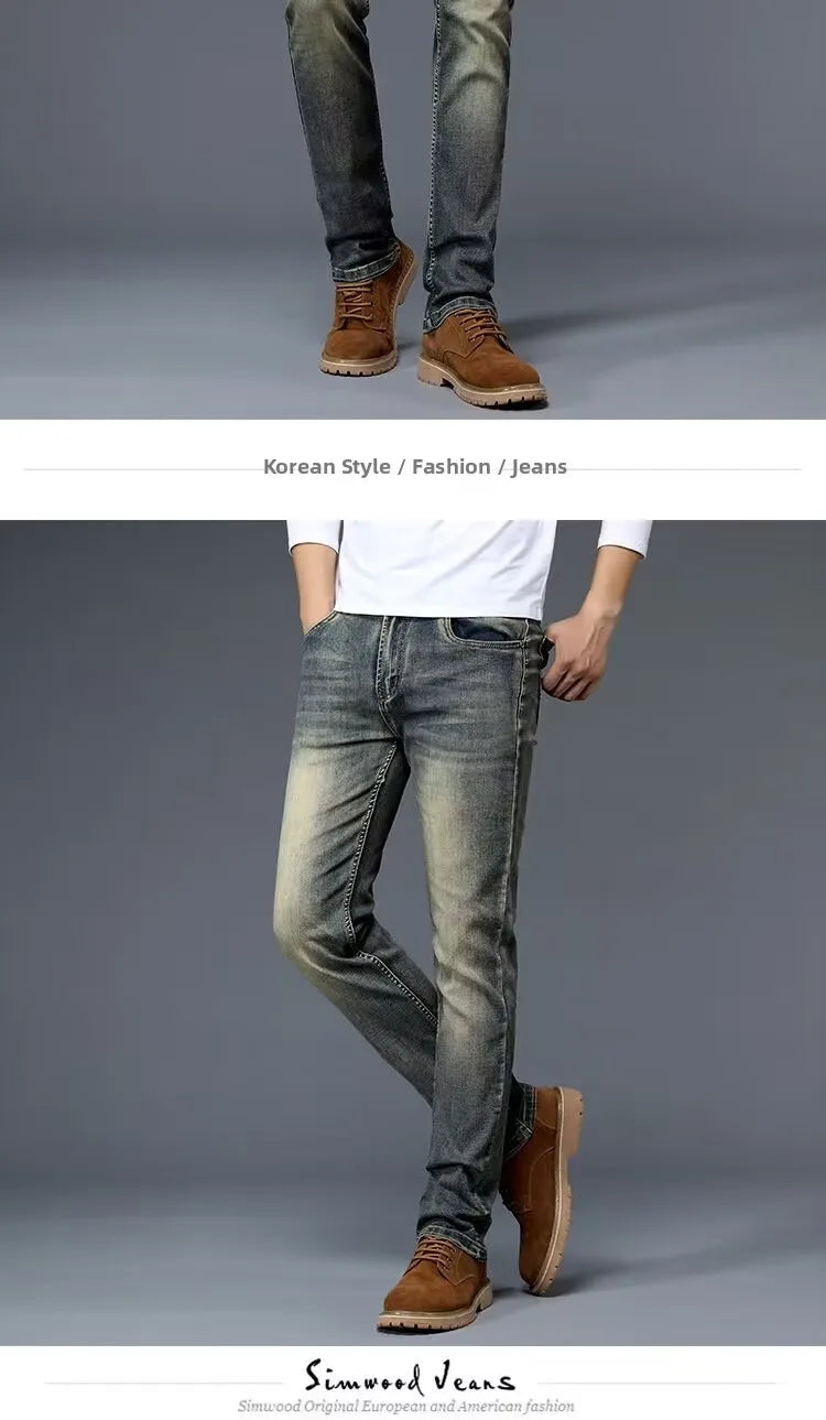 High-End Retro Stretch Denim Jeans