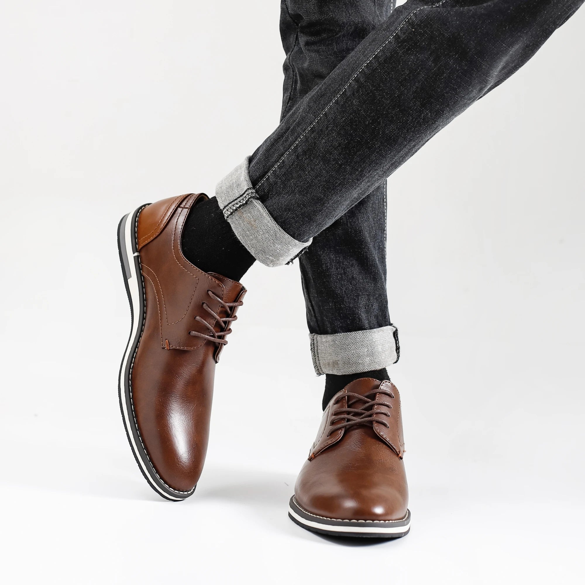 Leather loafer shoes
