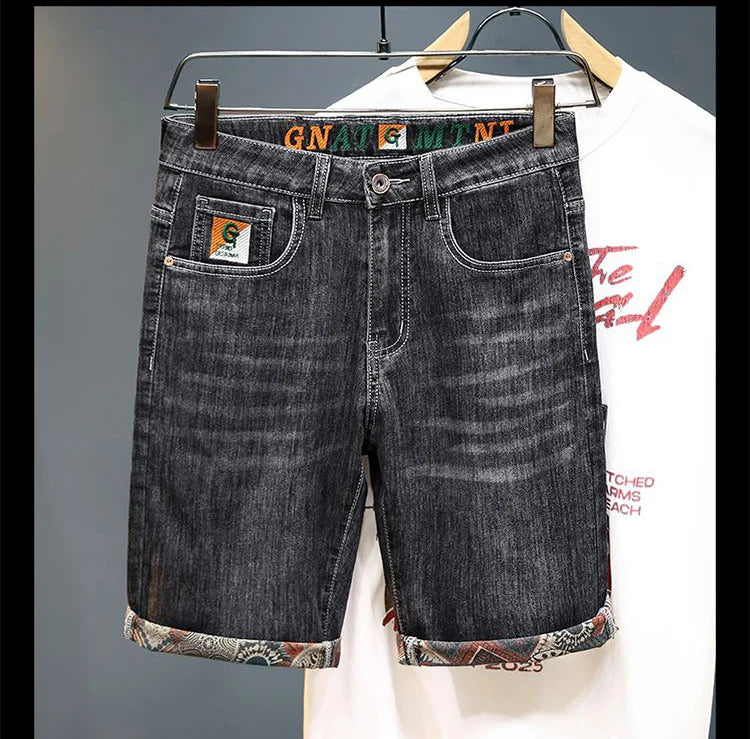 Embroidered Denim Shorts