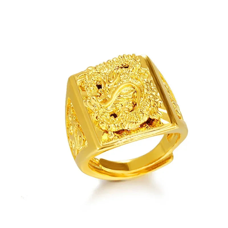 18CT Gold Plated Engraving Dragon Rings
