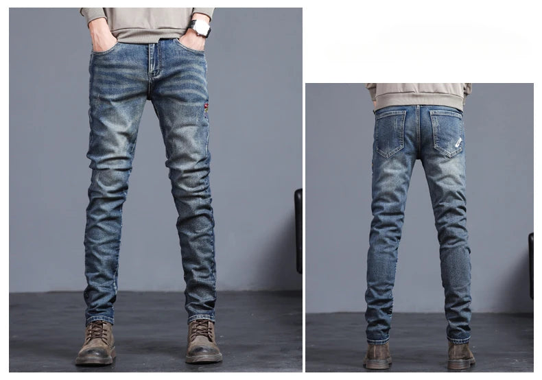 Embroidered  Stretch Vintage Street Denim jeans