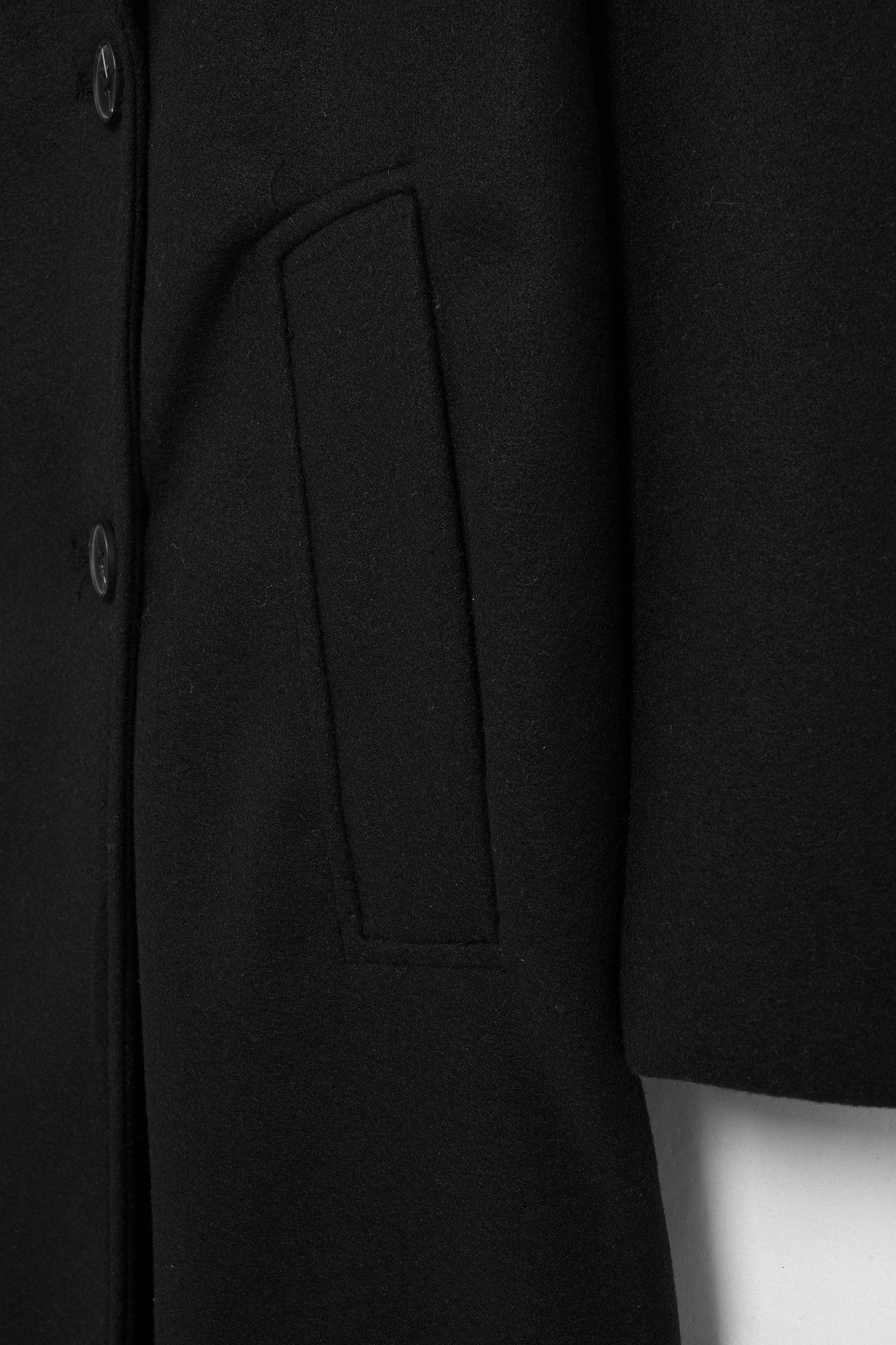 TRAFZA Solid Lapel Double Breasted Coat
