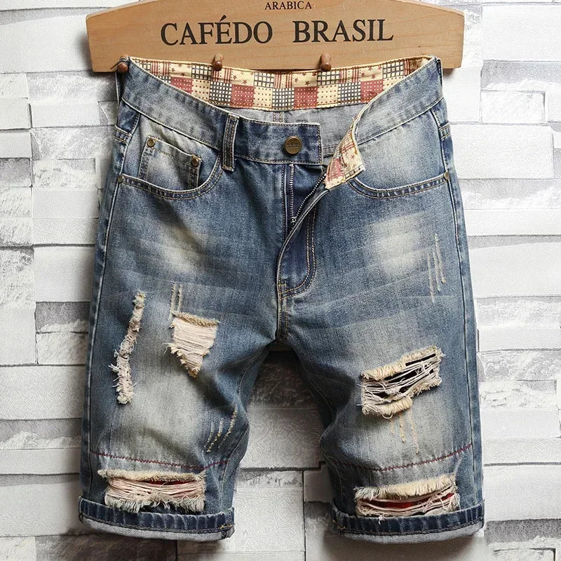 Retro Ripped Denim Shorts