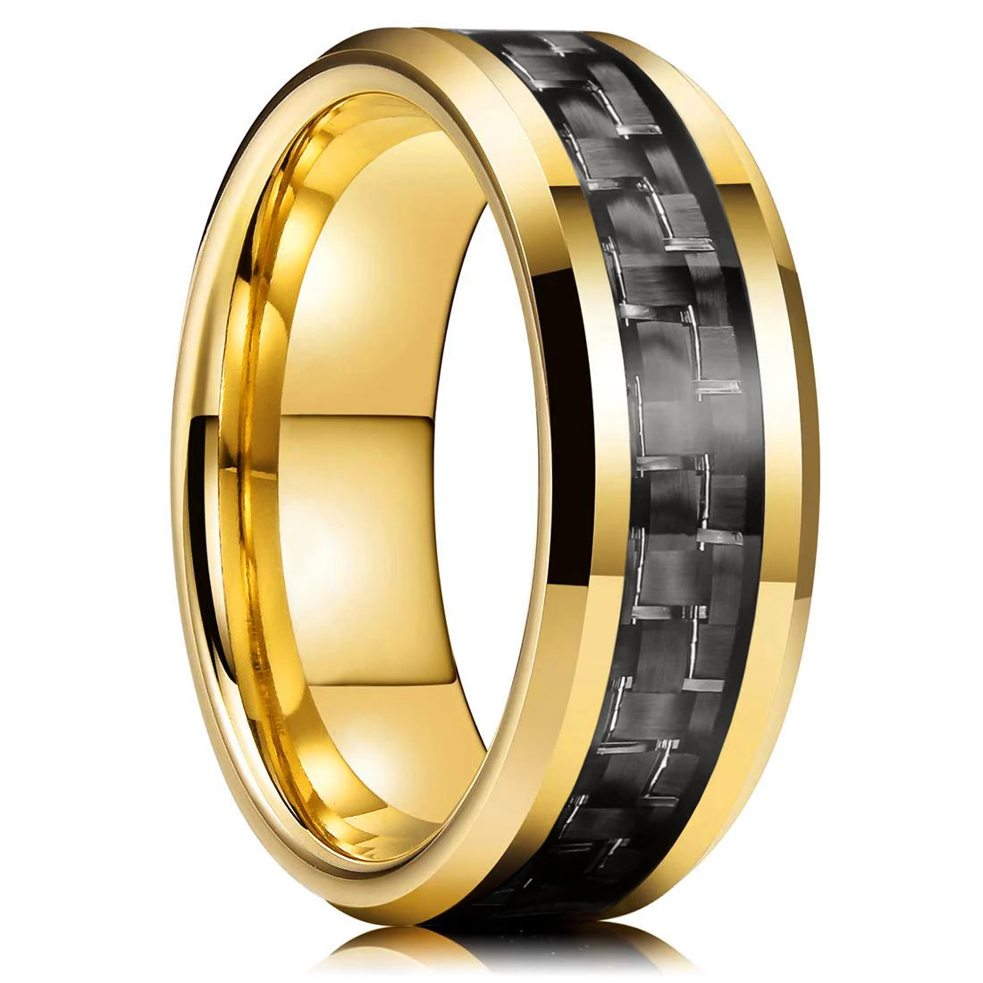 Black Carbon Fiber Matte Finish Ring For Men