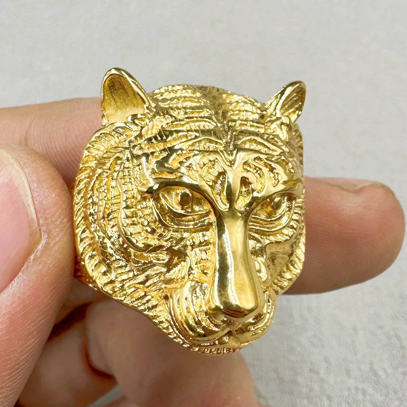 Tiger Head Stainless Steel Gold color Ring