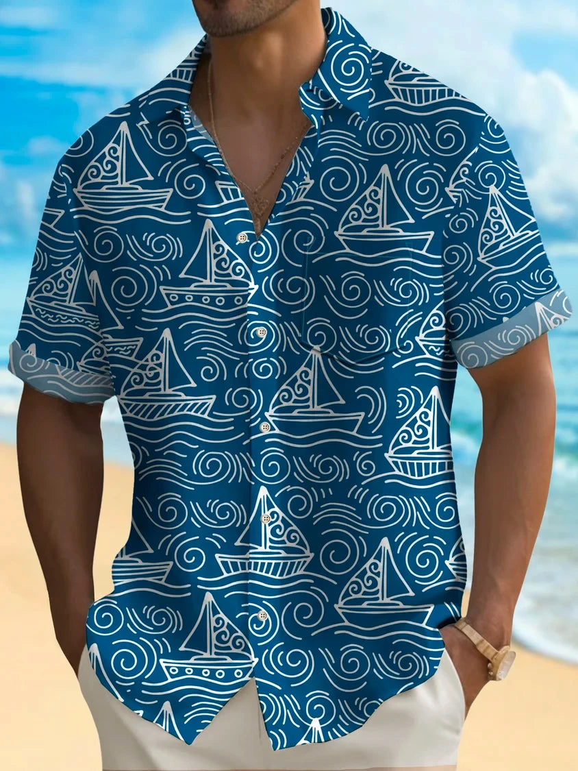 Beach Hawaiian Casual Men's Shirt