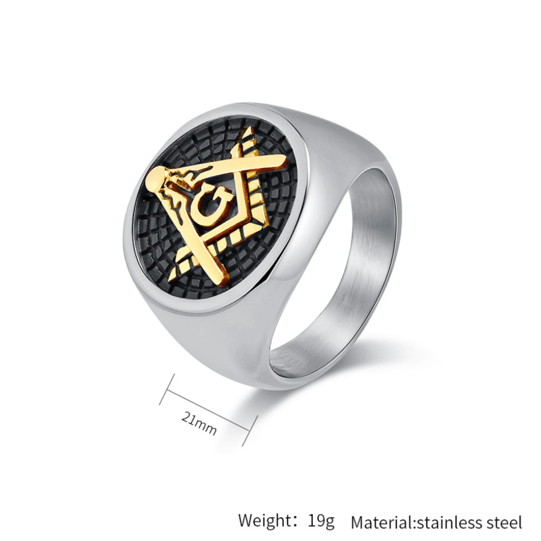 retro style Masonic stainless steel ring
