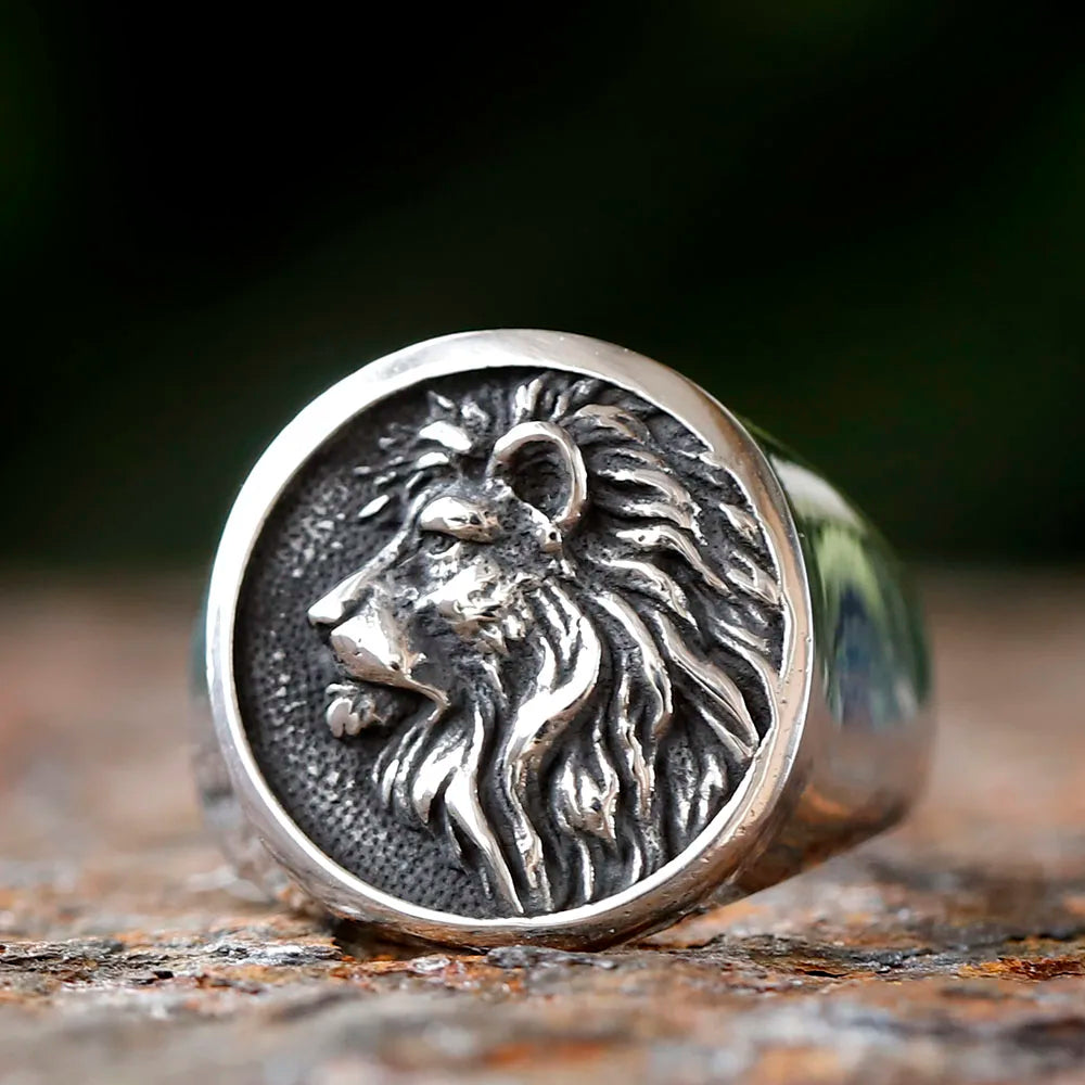 Stainless Steel 3D Lion Head Ring