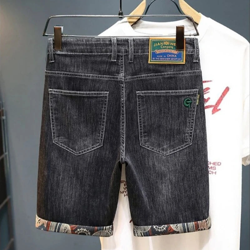 Embroidered Denim Shorts