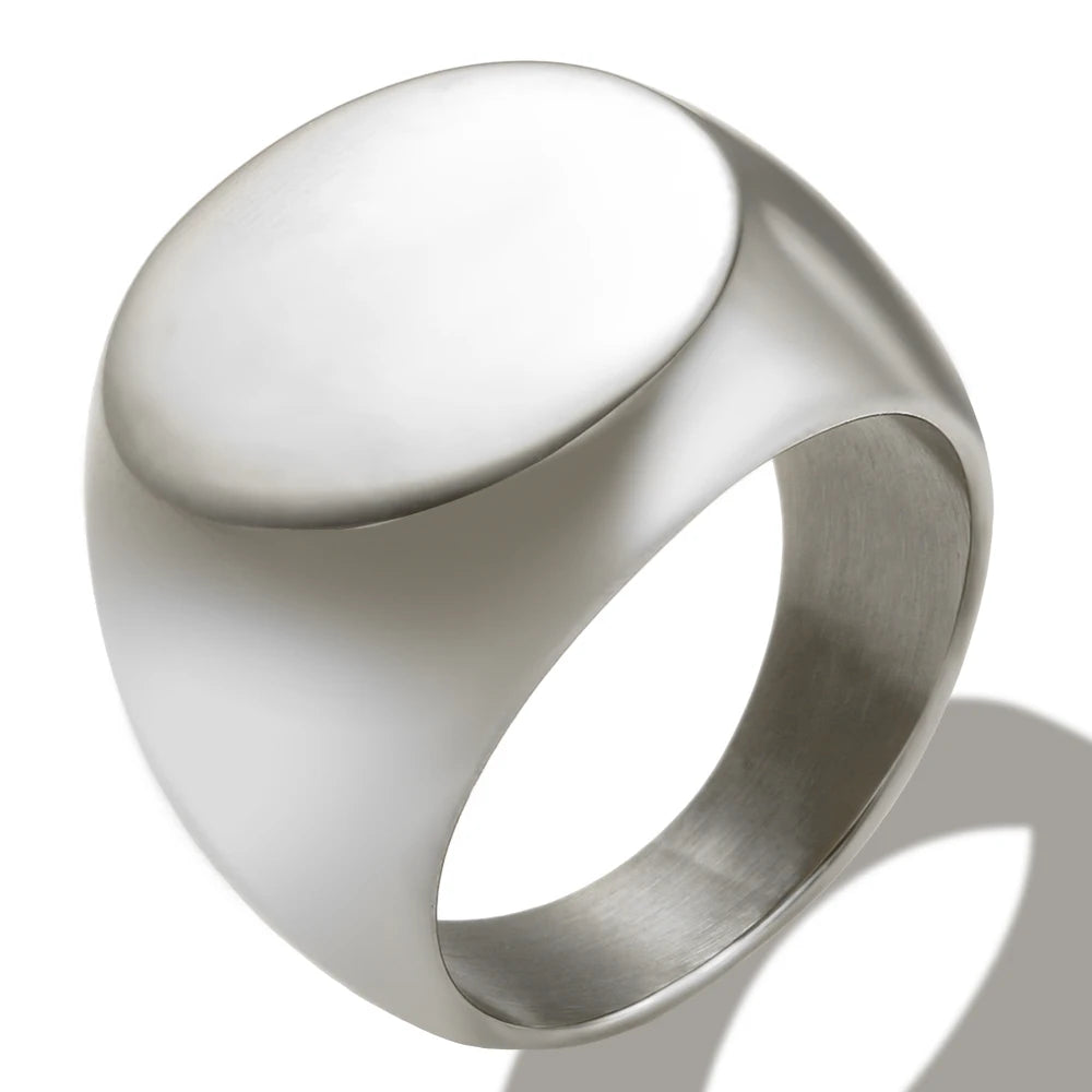 Stainless Steel Gold Plated Blank Signet Ring