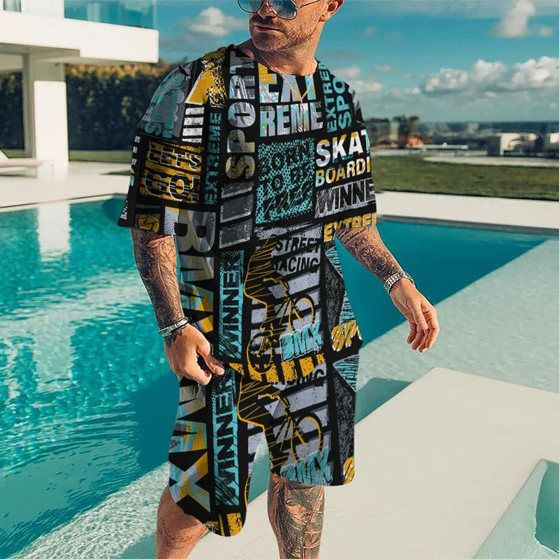 Graffiti Suit  3d Print T-Shirt And Shorts