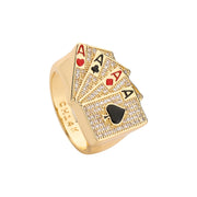 Men's Casino Poker Ring 14k Gold Plated