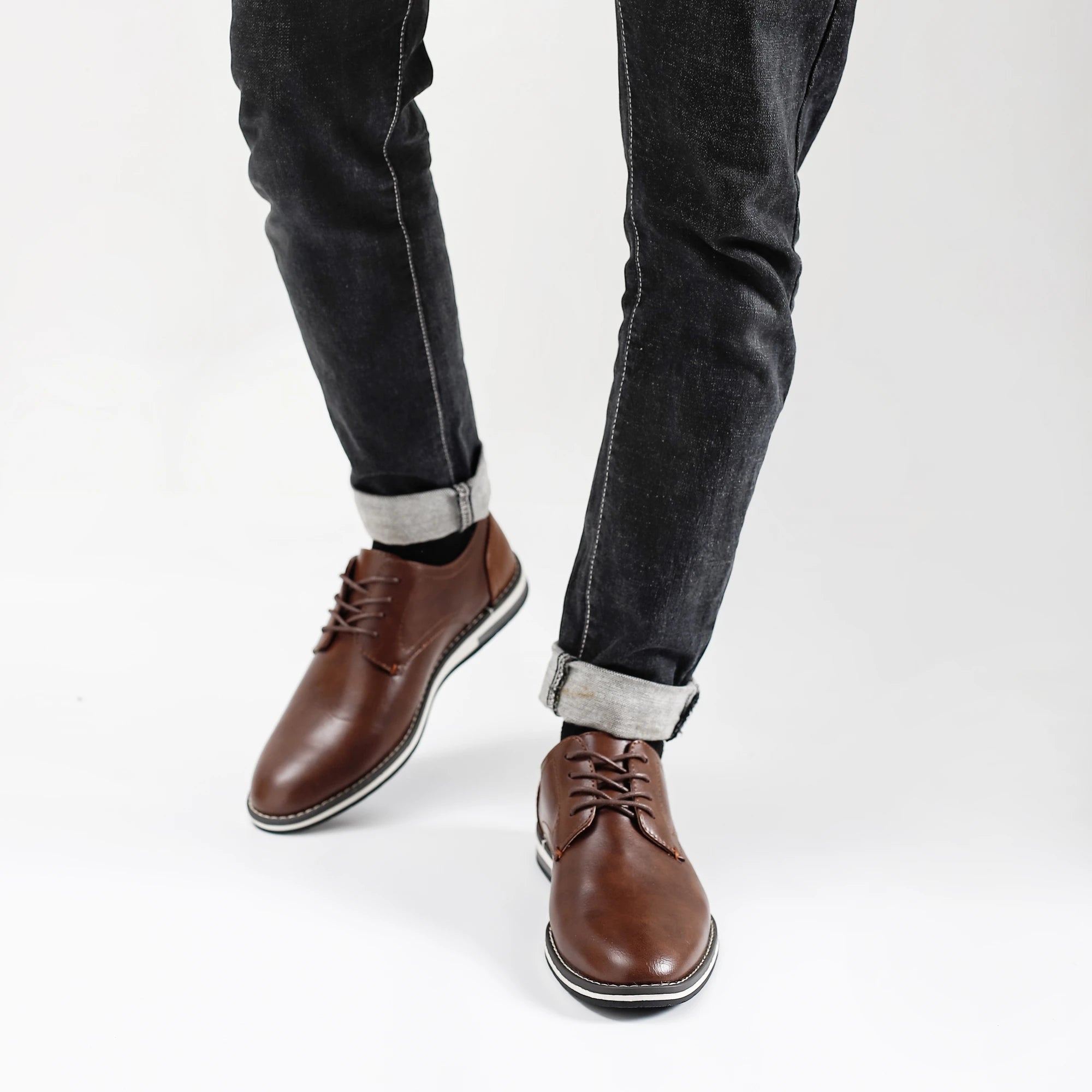 Leather loafer shoes