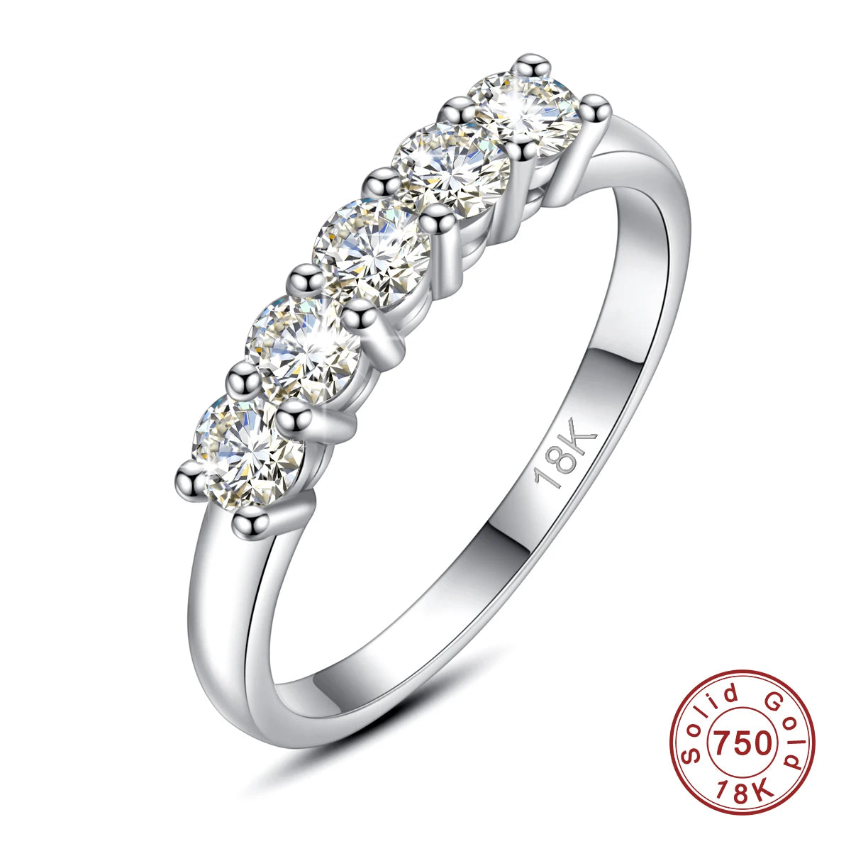 Solid 18K Gold Moissanite Engagement Ring
