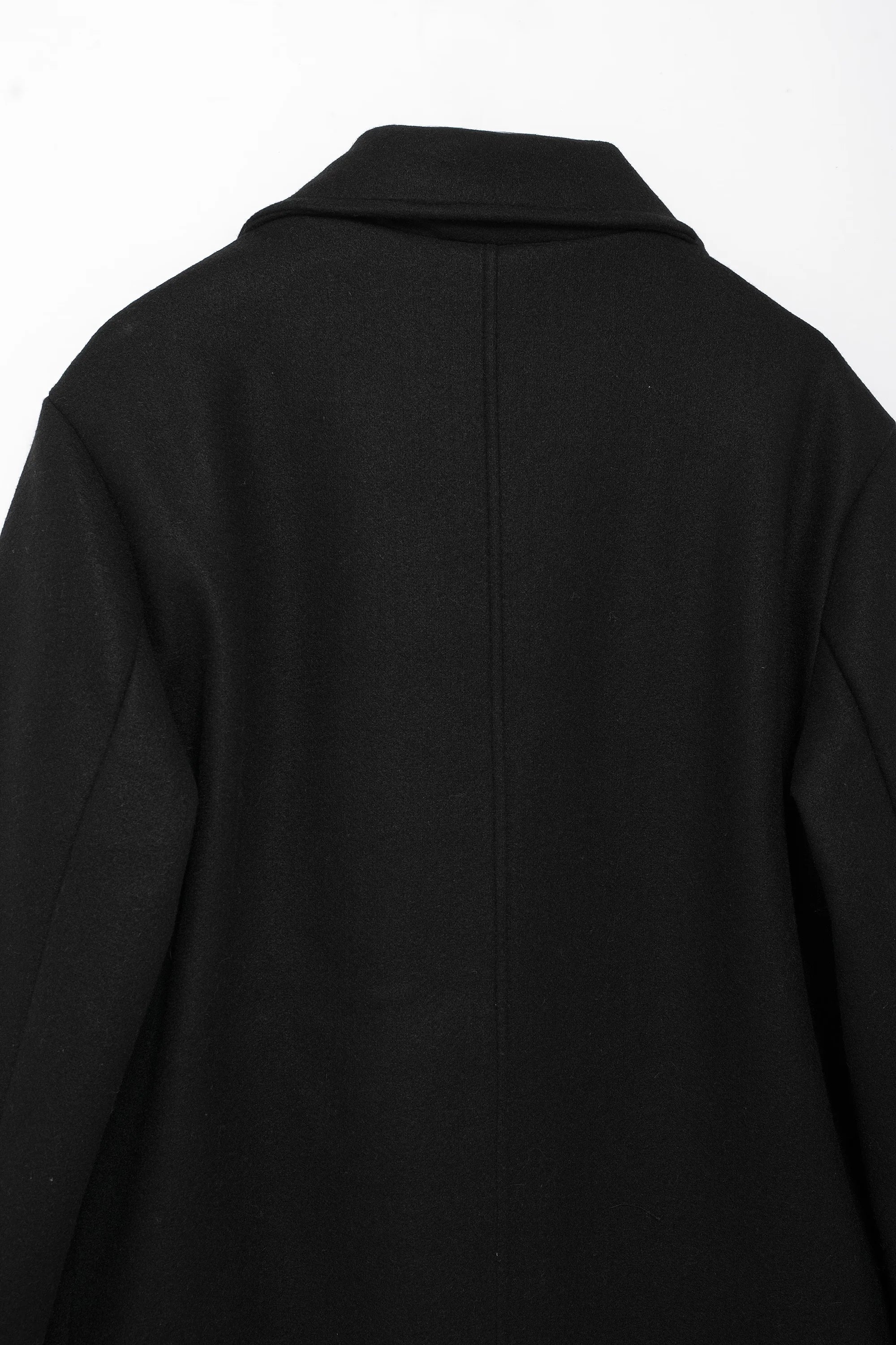 TRAFZA Solid Lapel Double Breasted Coat