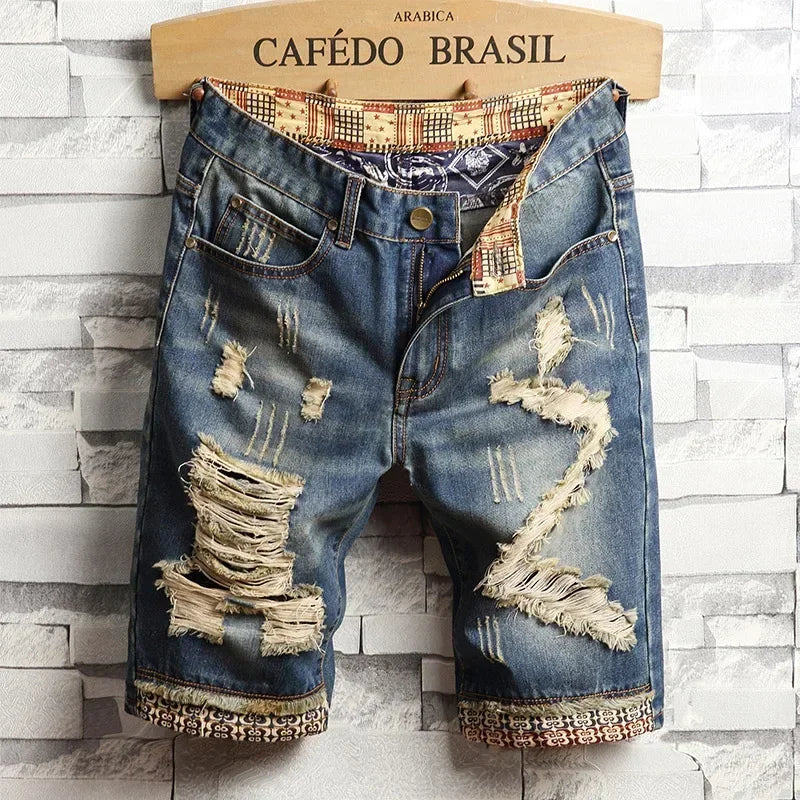 Retro Ripped Denim Shorts