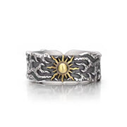 Retro Golden Sun Ring For Men