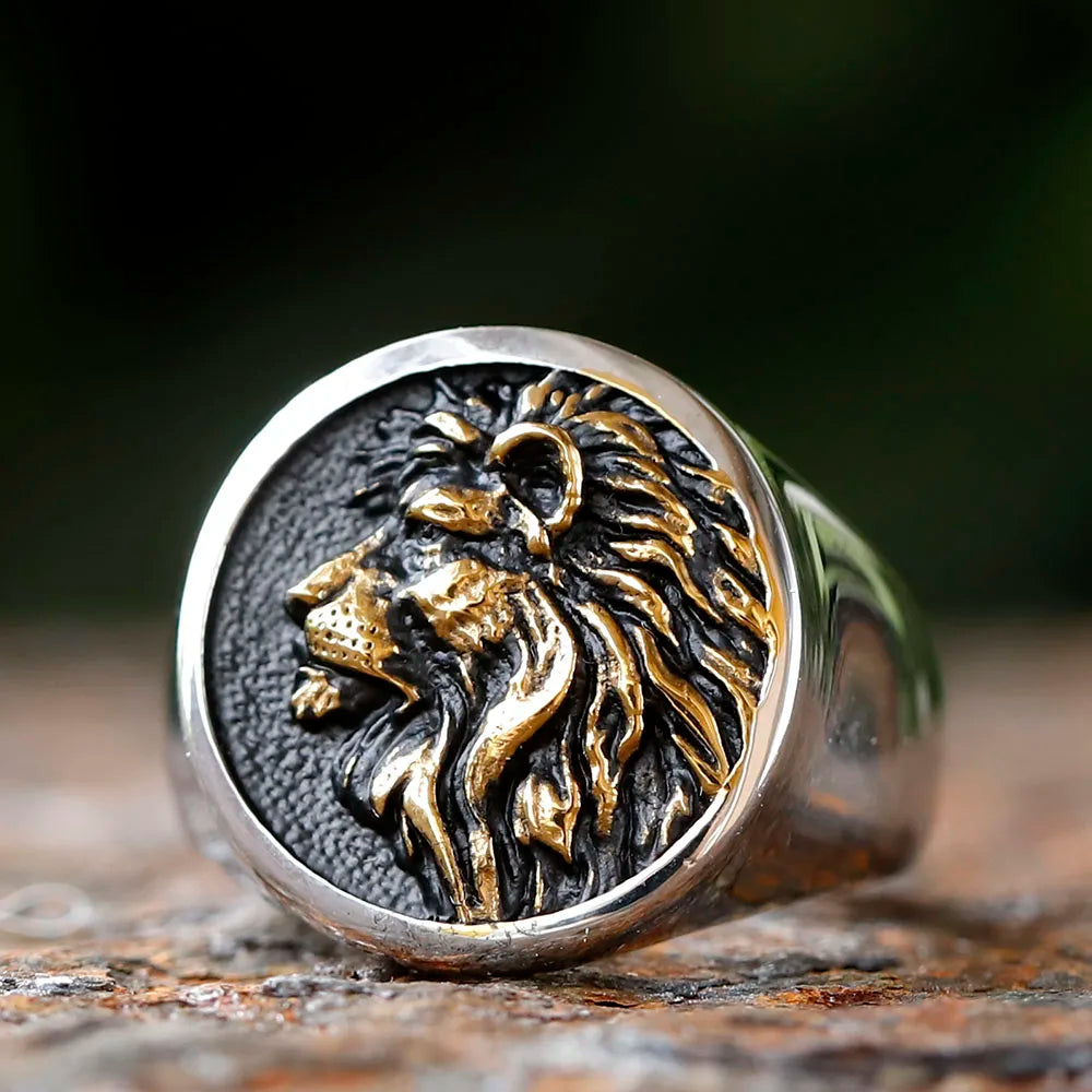 Stainless Steel 3D Lion Head Ring