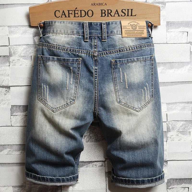 Retro Ripped Denim Shorts