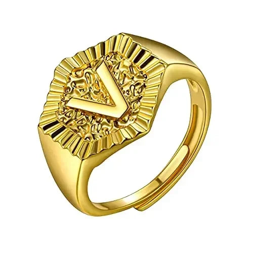 18k gold plated U7 Hexagon Surface Rings