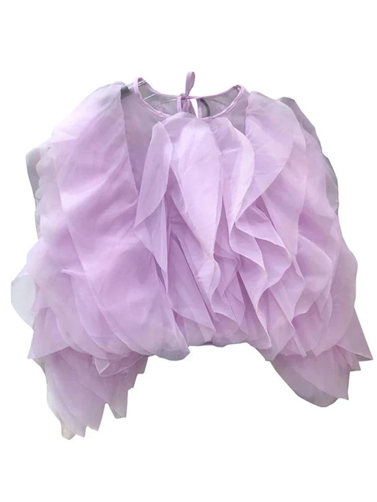 TWOTWINSTYLE Vintage Patchwork Ruffle Shirt