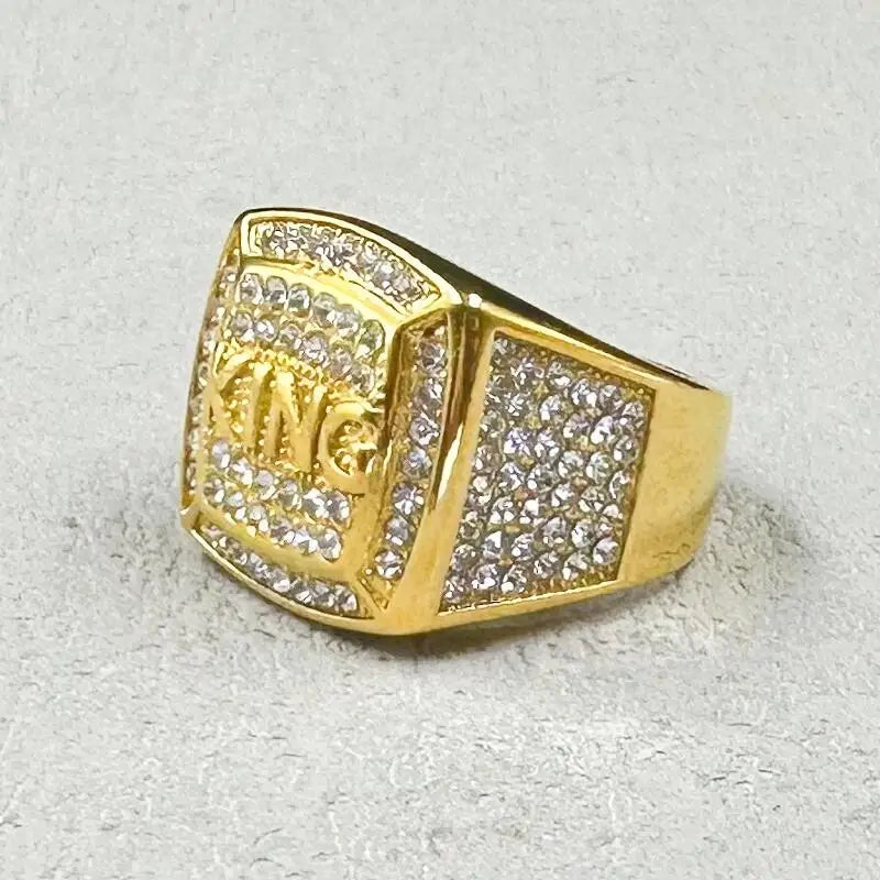 rhinestone 316L Stainless Steel Gold color Ring