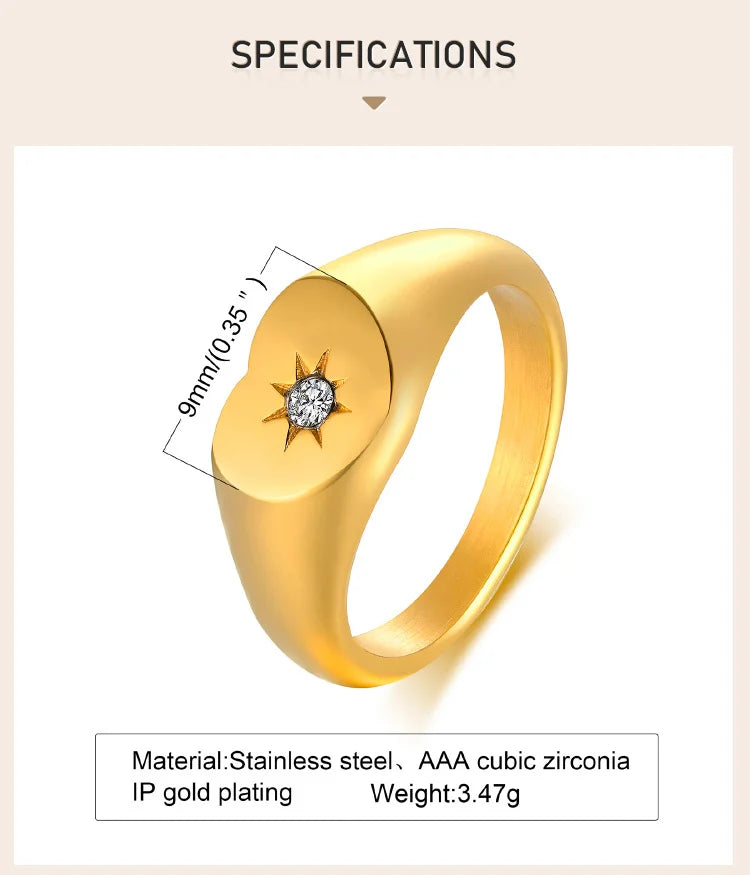 Sunshine Signet Ring - Gold Plated