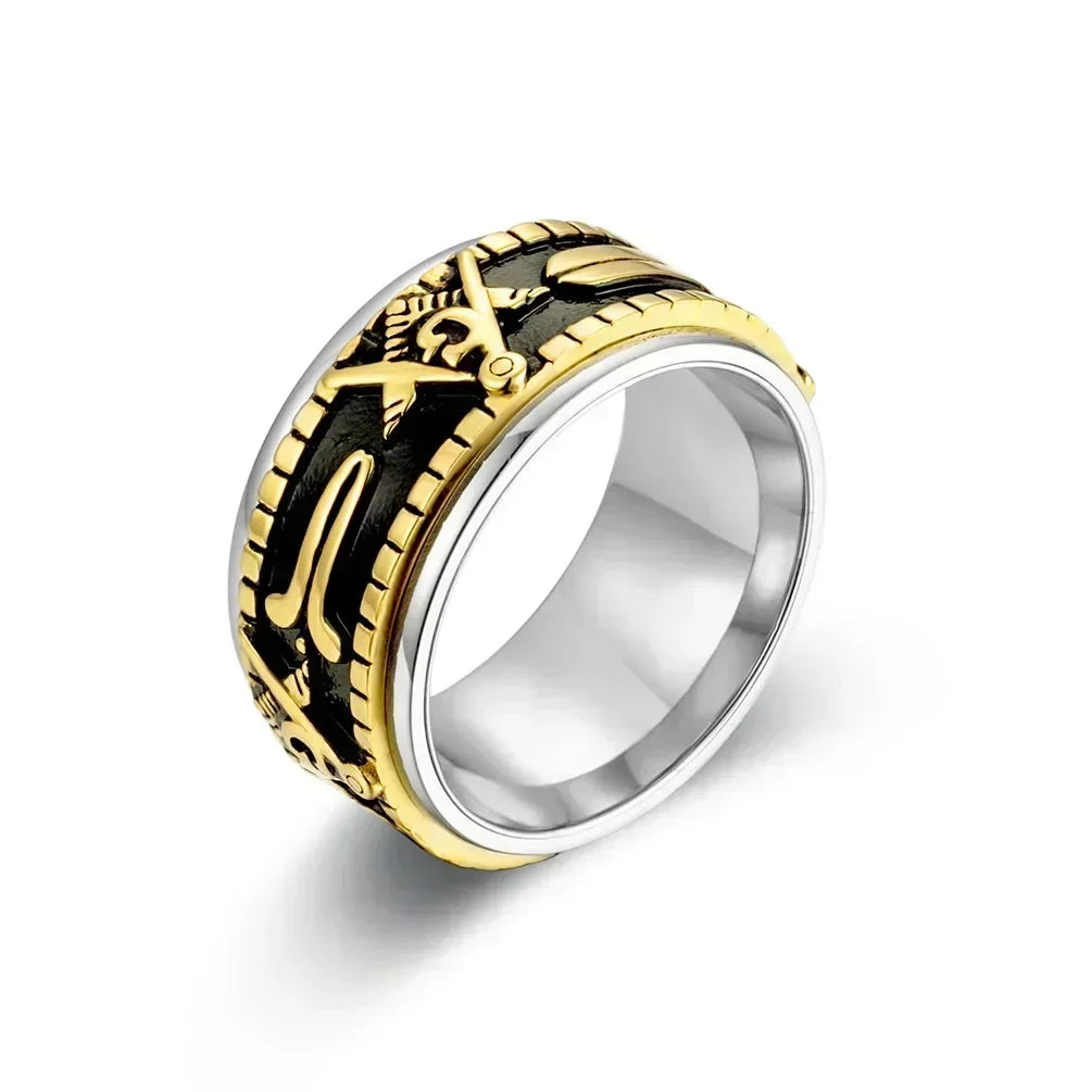 Rotatable Stainless Steel Masonic Rings