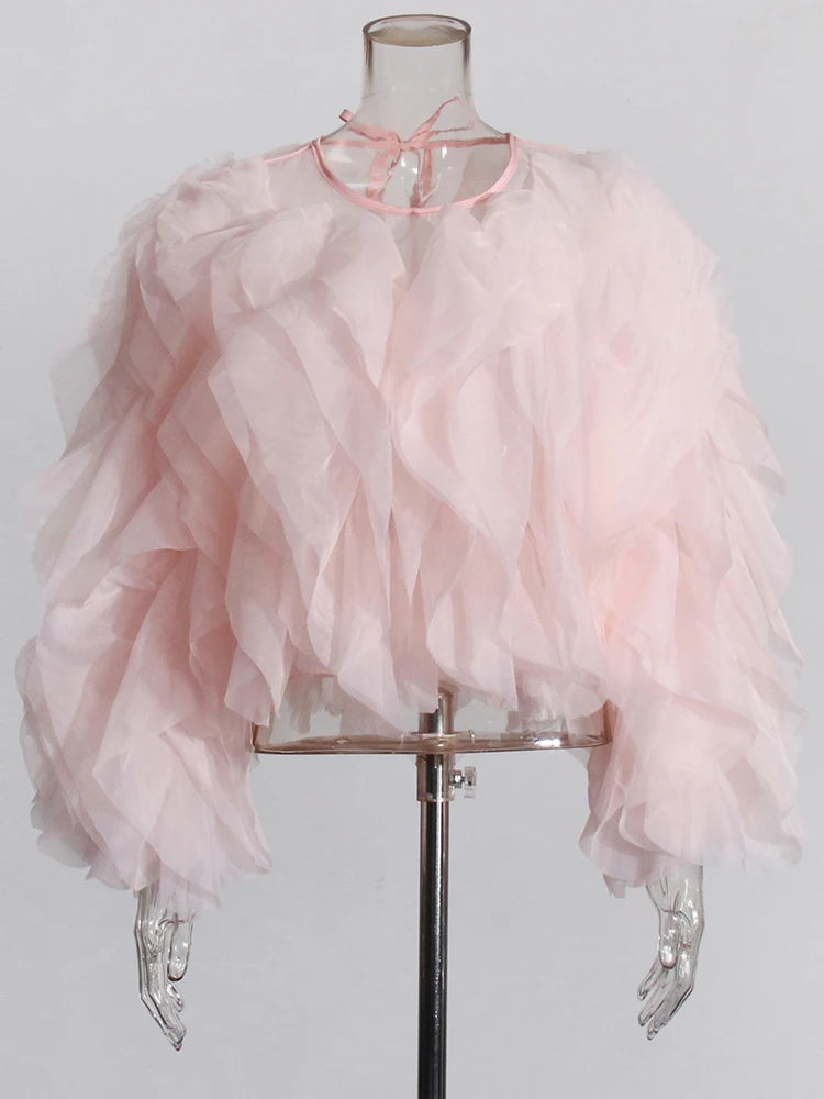TWOTWINSTYLE Vintage Patchwork Ruffle Shirt