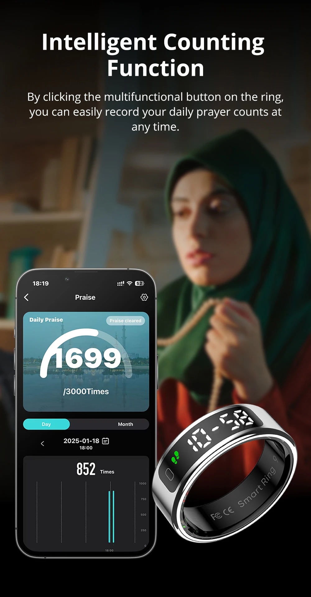 COLMI R12 Smart Ring with Display Screen and Touch