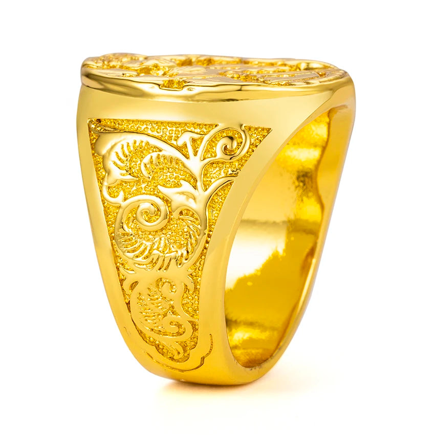 18K Gold Plated Virgin Mary Handmade Carved Religious Rings