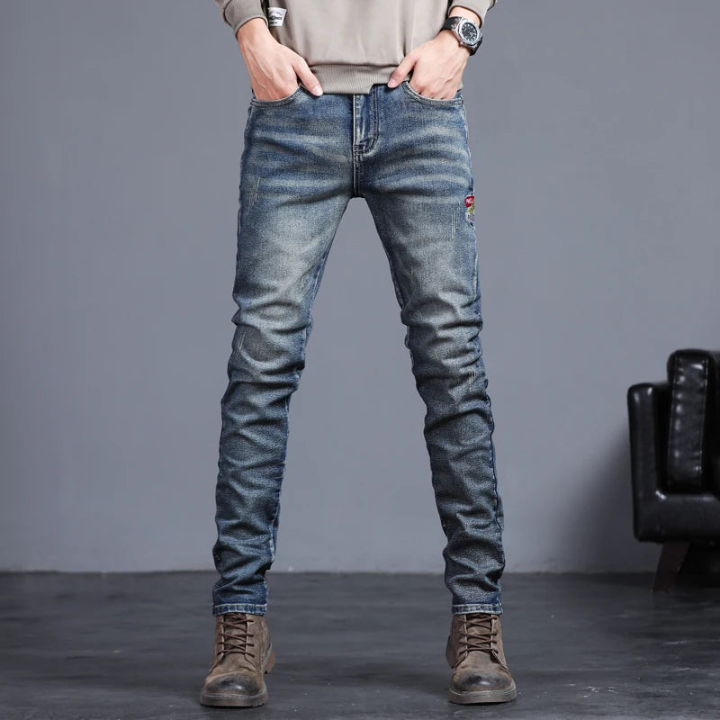 Embroidered  Stretch Vintage Street Denim jeans