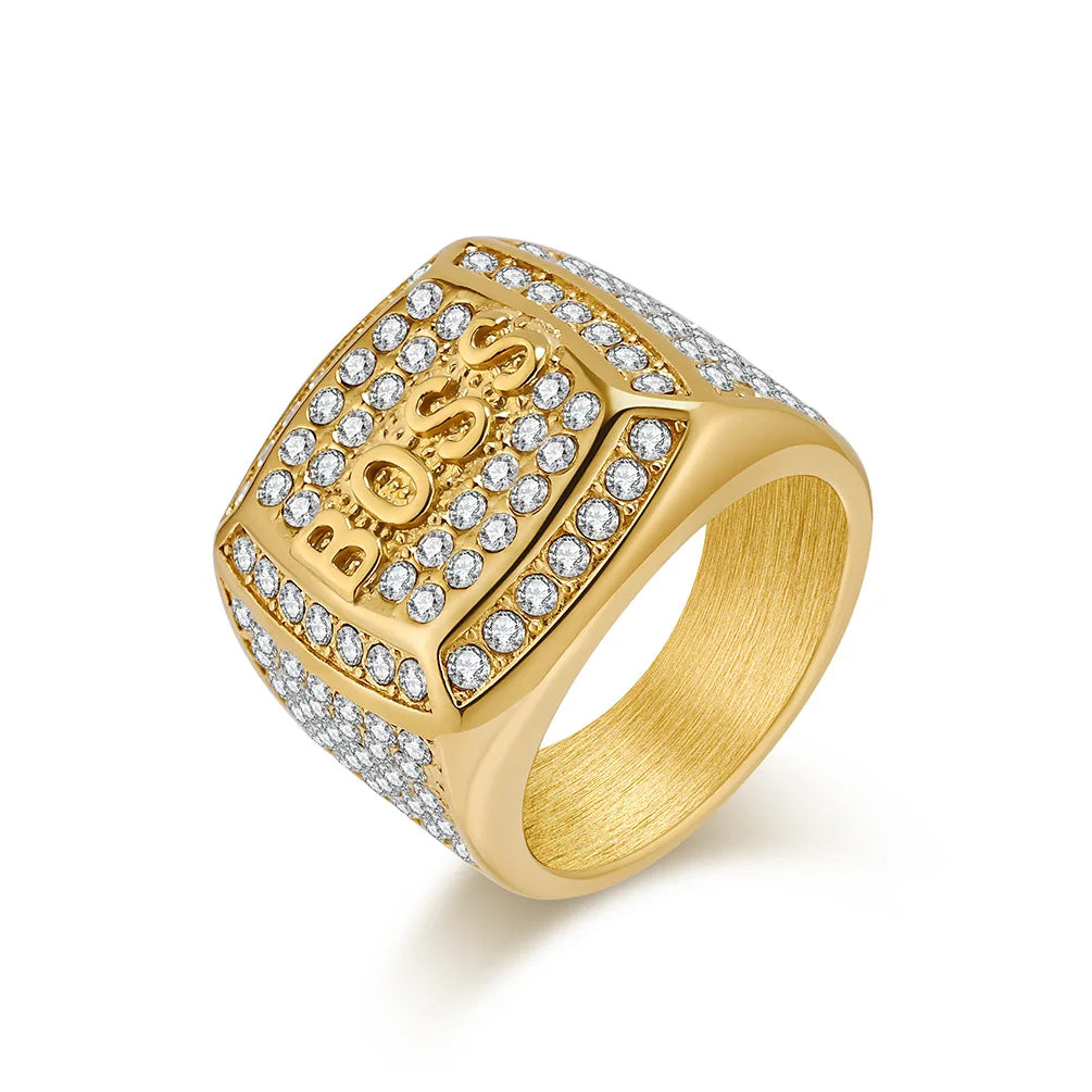 18K Gold Plated /  Stainless Steel "BOSS" Rings