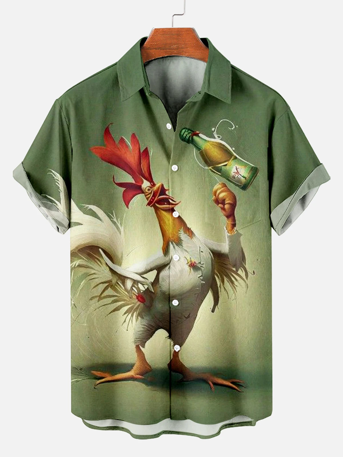 Funny Rooster Beach Hawaii Casual 3D Shirt