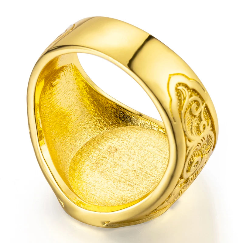 18K Gold Plated Virgin Mary Handmade Carved Religious Rings