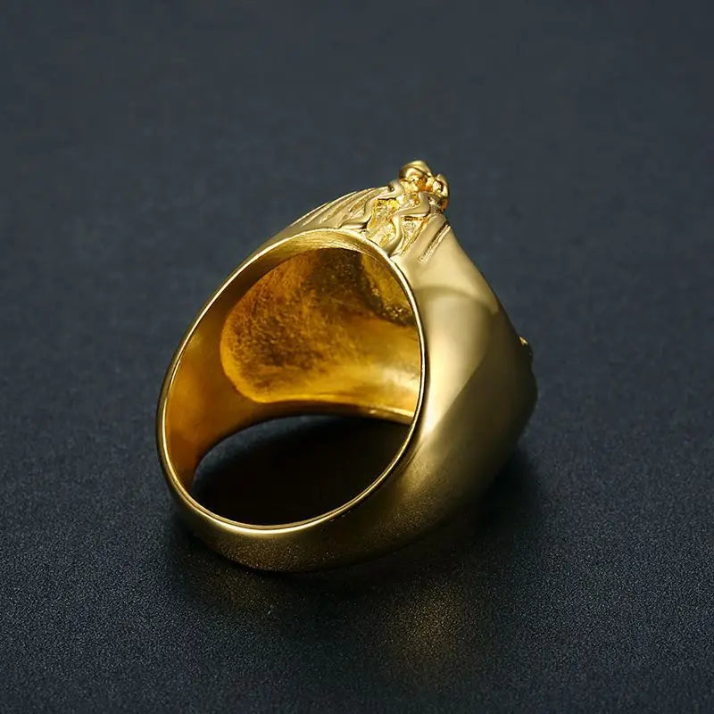 316L Stainless Steel Gold Color Big Egyptian Pharaoh Rings