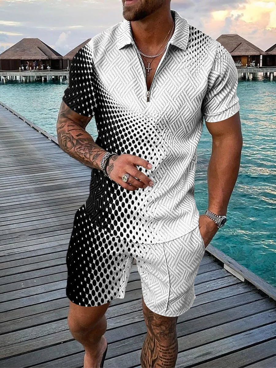 Casual Trend Print Slim Fit  T-shirt & Shorts