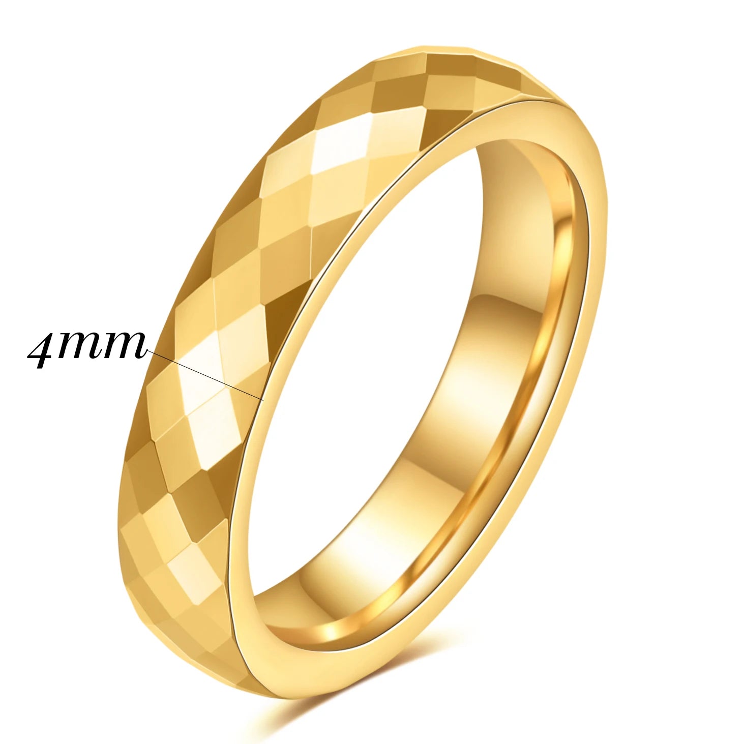 Faceted Edge Dome Polished Tungsten Carbide Wedding Rings