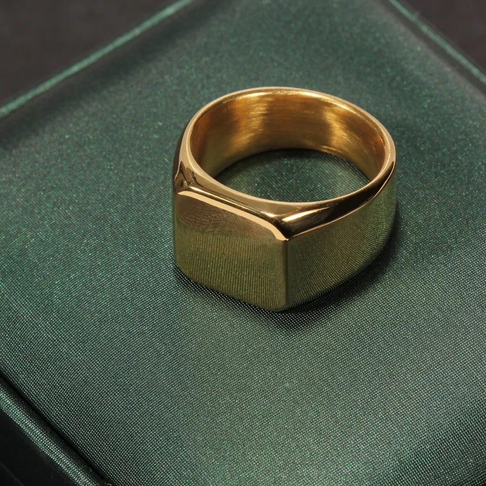 Stainless Steel Simple Style Square Ring