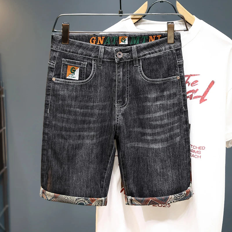 Embroidered Denim Shorts