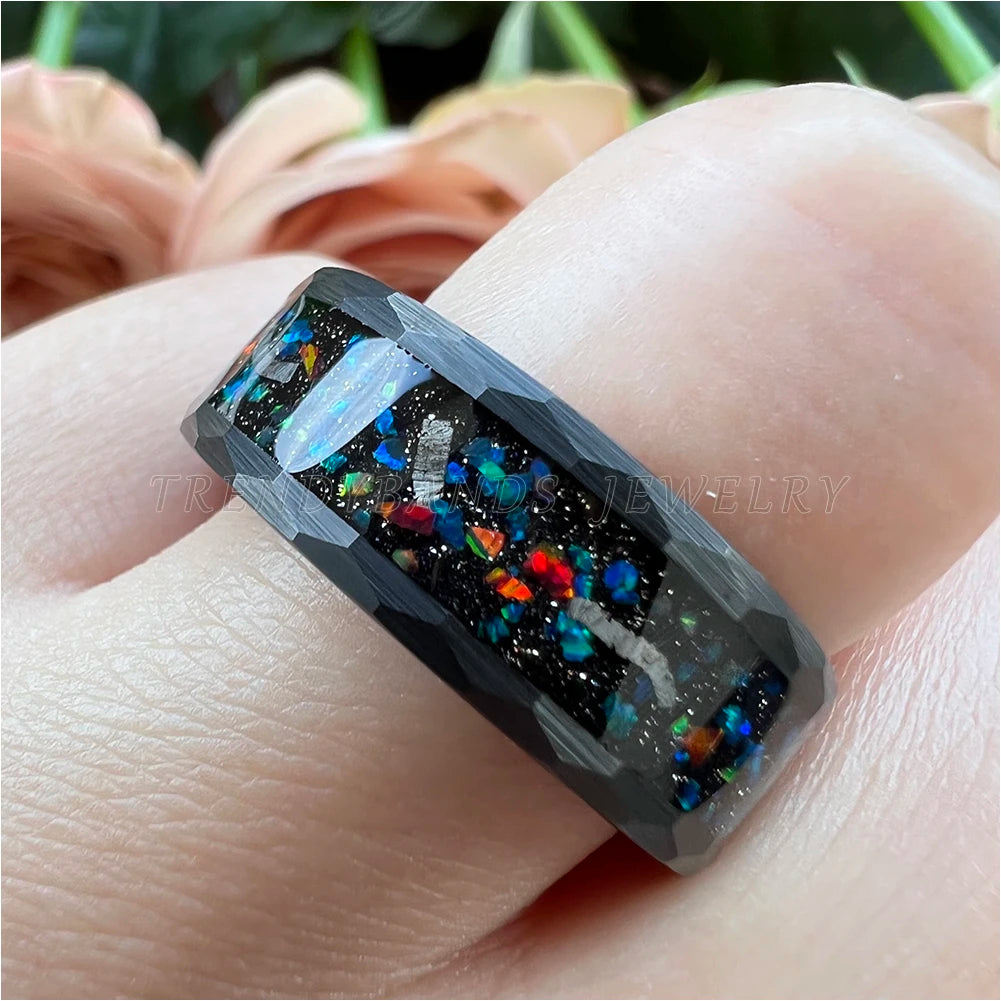 Trendybands Black Hammered Tungsten Ring