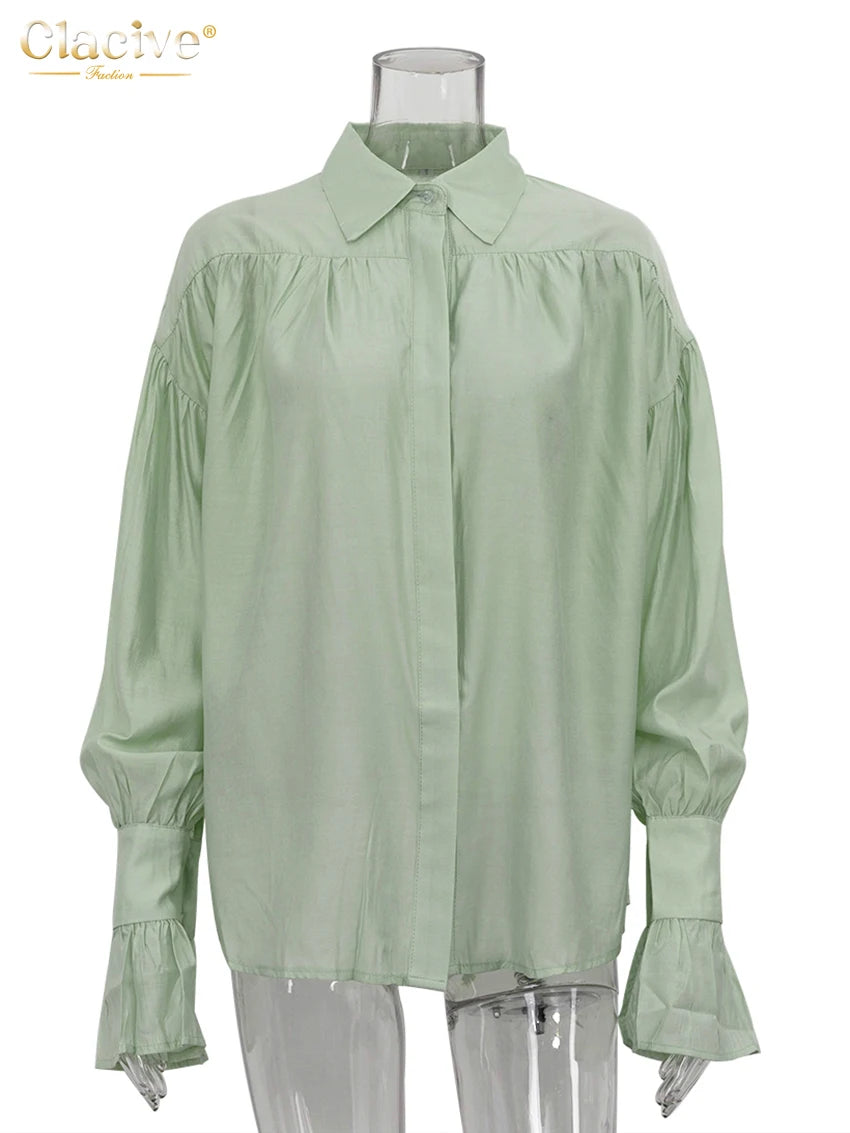 Clacive Fashion Loose Pink Office Blouse