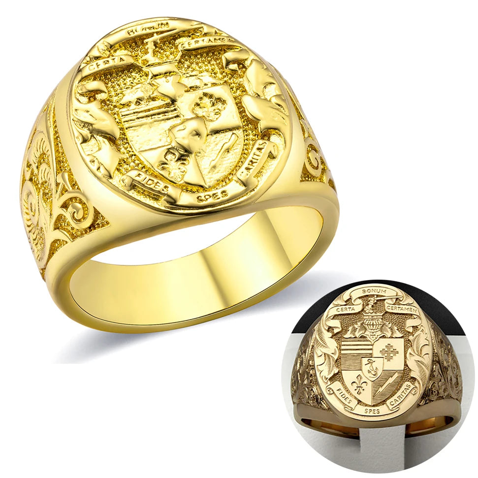 18K Gold Plated Virgin Mary Handmade Carved Religious Rings