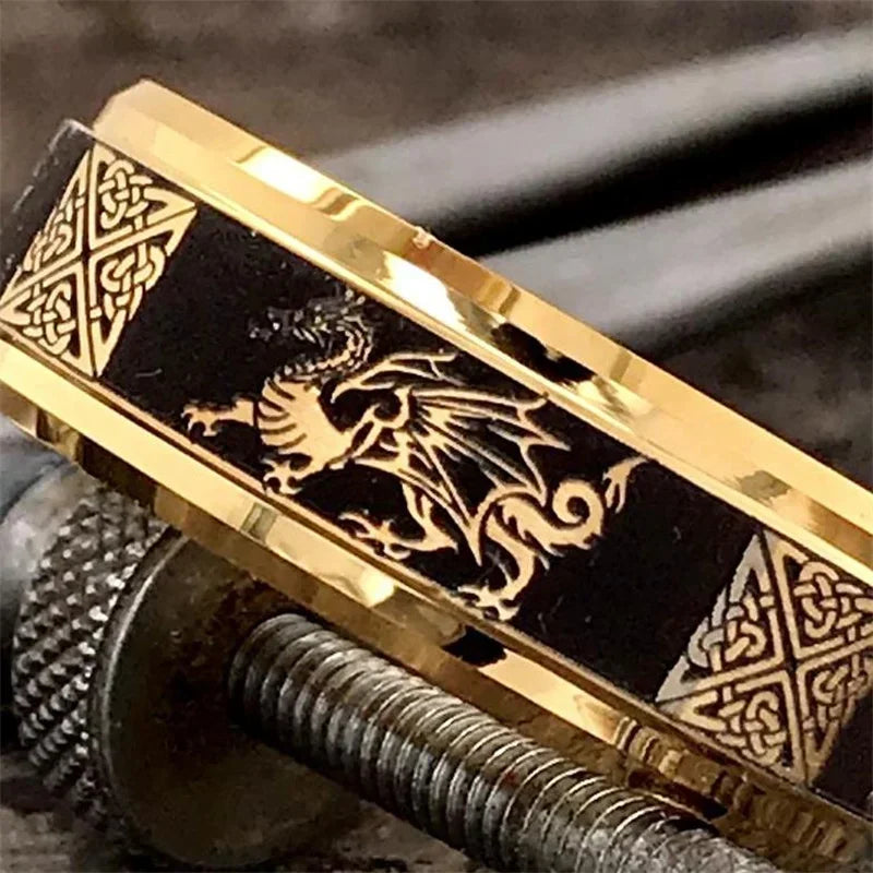 Gold Color Dragon Pattern Ring