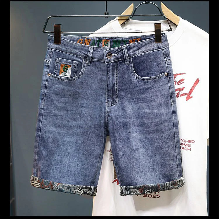 Embroidered Denim Shorts