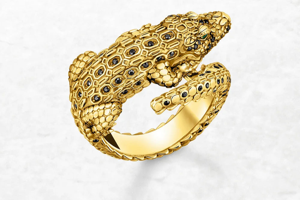 Yellow Gold Plated Crocodile Ring